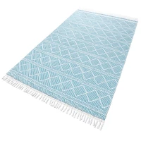 Oslo Washable Tasseled Cotton Rug Blue